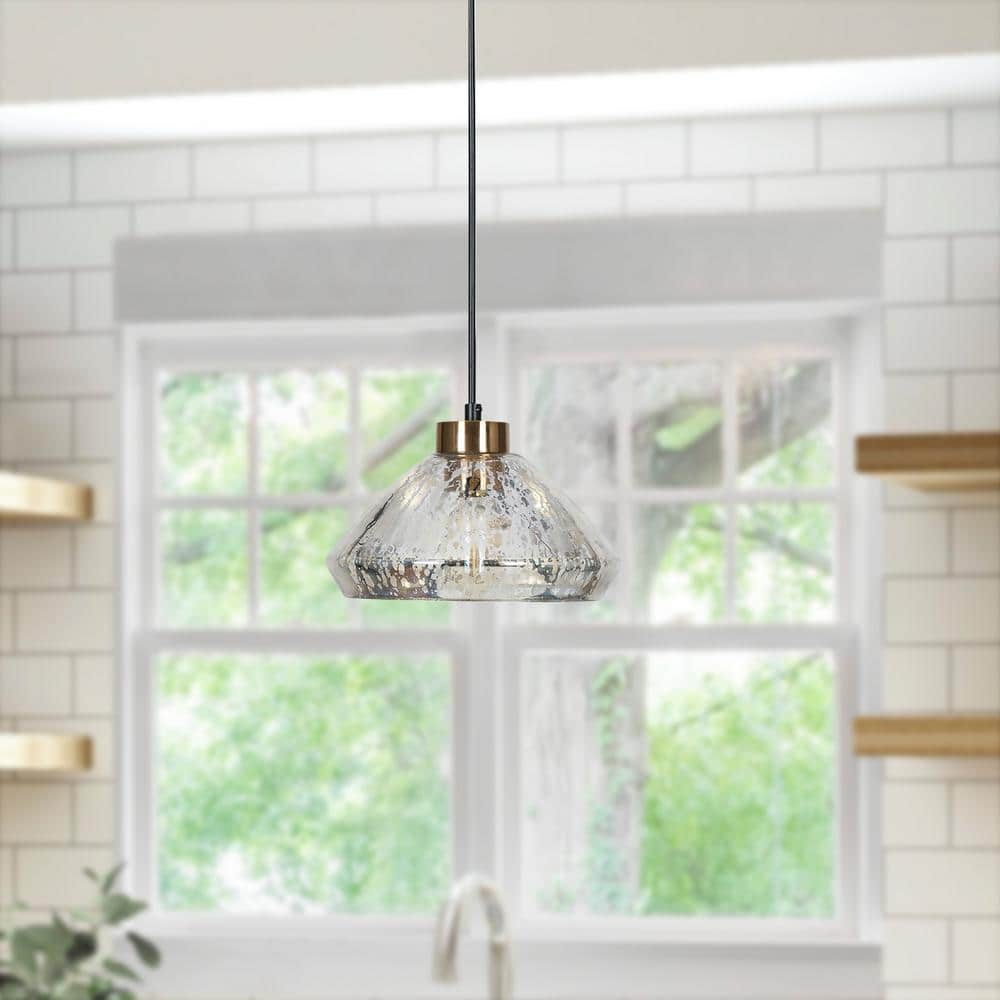 Matte Black and Gold Glass Mini Pendant Light