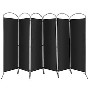 6-Panels Folding Privacy Screen 6 ft. Tall Fabric Privacy Screen Room Divider for Home Black