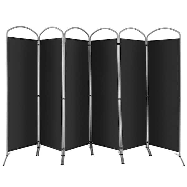 Costway 6-Panels Folding Privacy Screen 6 ft. Tall Fabric Privacy Screen  Room Divider for Home Black JV10727BK - The Home Depot