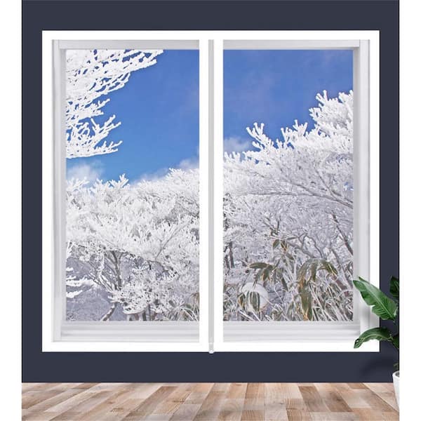 mixweer Window Insulation Kit with Zipper 56 x 35 Plastic Window  Coverings for Winter Transparent Window Insulation Film Se