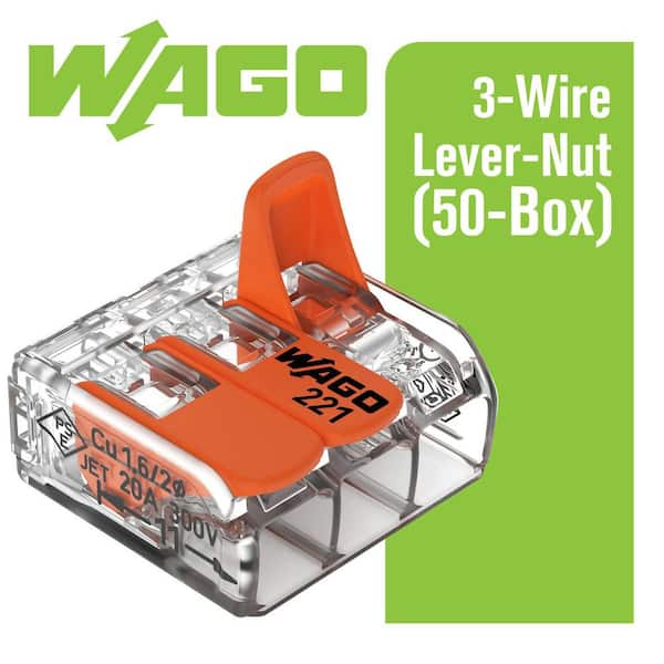 WAGO 221-413 Lever-Nuts 3-Conductor Splicing Connectors, 12-24AWG