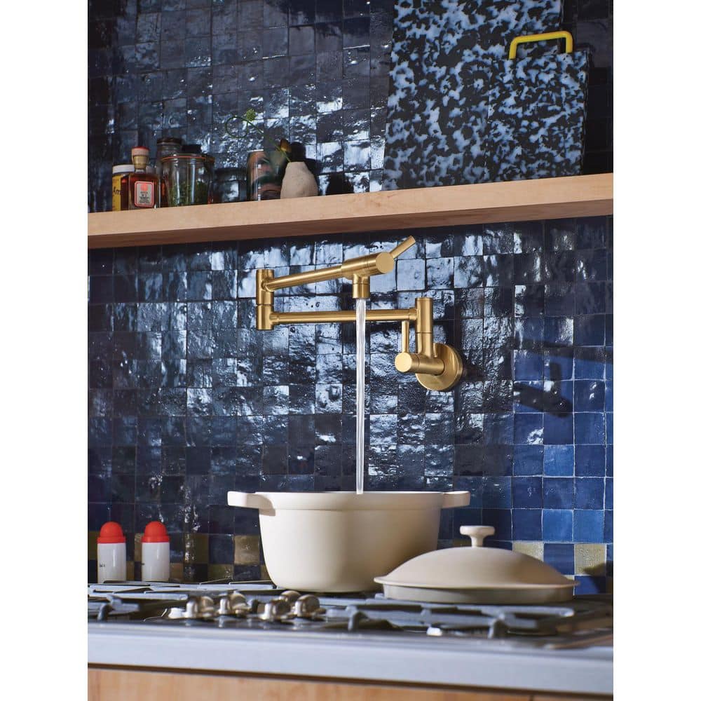 Chrome Wall Mounted Dual Handle Pot Filler Faucet