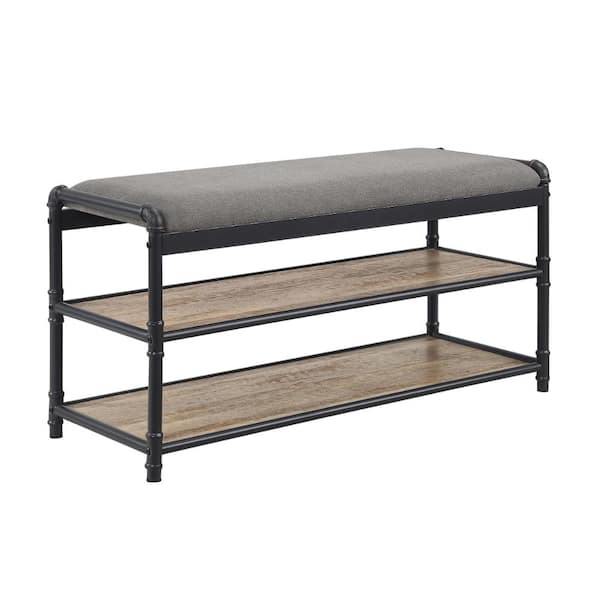 Benjara 41 in. Brown and Black Backless Bedroom Bench with Padded seat