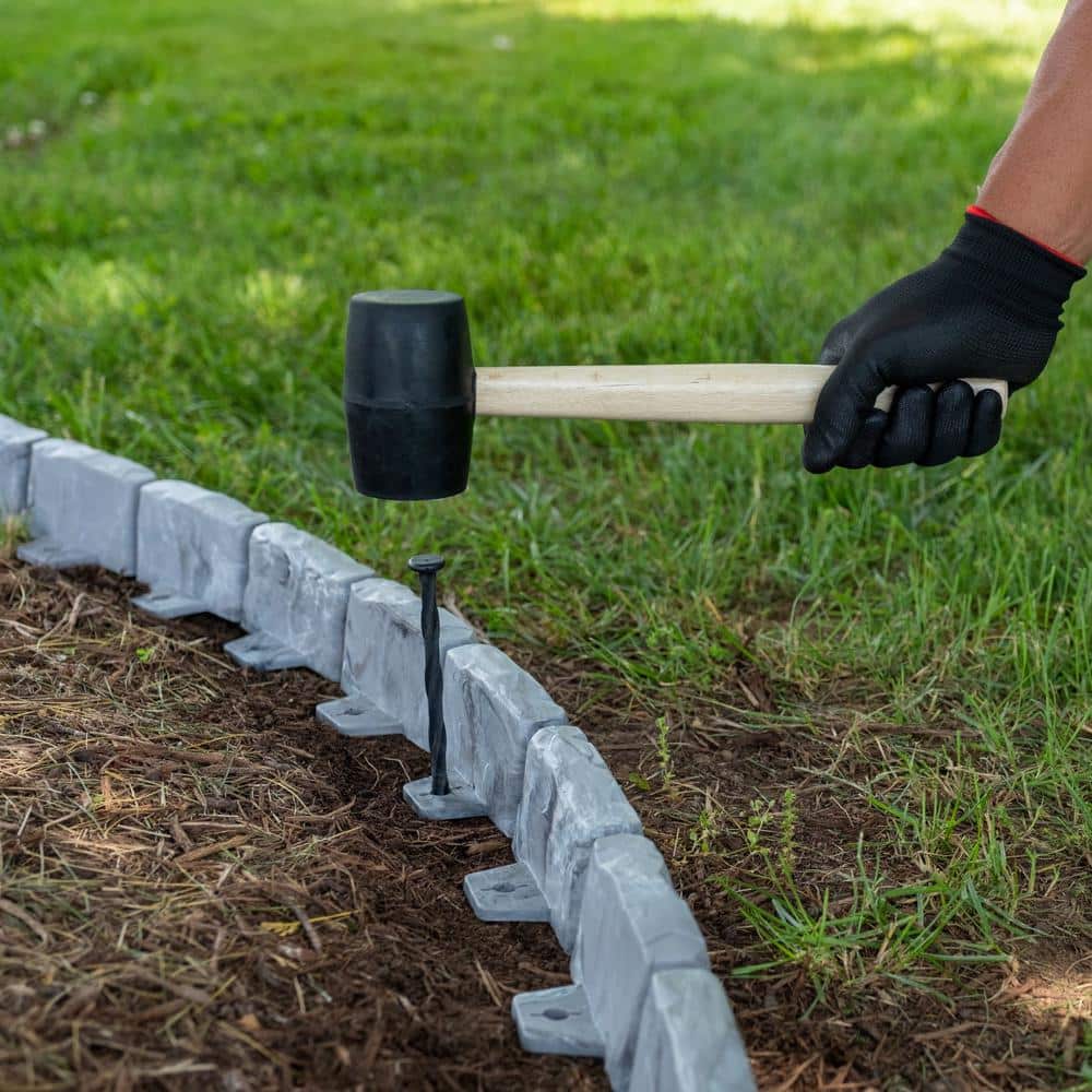 Slate Gray Faux Stone No-Dig Landscape Edging Kit, 60 ft
