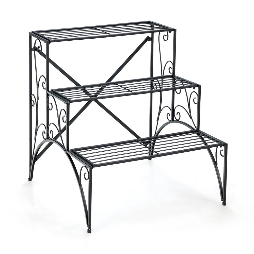 Costway 25 in. x 24 in. x 27 in. Stair Style Indoor/Outdoor Black
