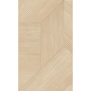 Natural Textured Geometric Wood Panel Style Paste the Wall Double Roll Wallpaper 57  sq. ft.