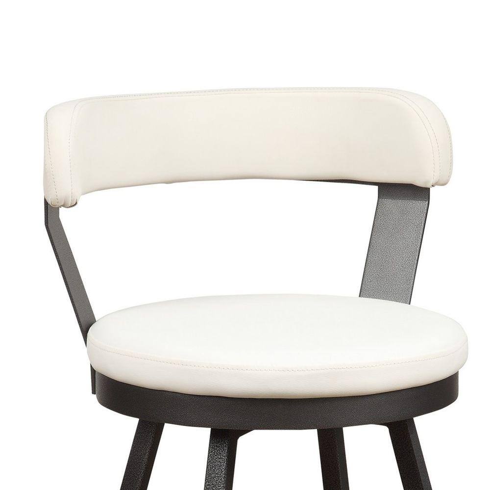 Elysian White Leatherette Swivel Counter Chair with Metal Base, Set of 2