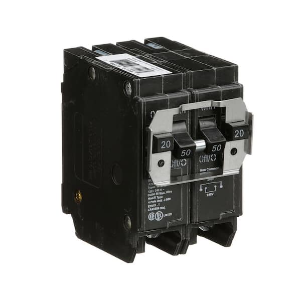 Eaton BQ220250 Circuit Breaker - 20/50A 2P 120/240V BR Series Quad Pole
