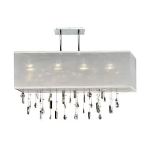 Finishing Touches 007 4-Light Assorted Shape Crystal and Polished Chrome Chandelier W White Rectangular Shade