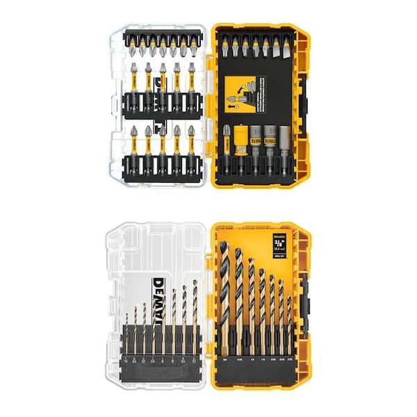 Maxfit Ultra 1/4 in. Hex Steel Screwdriving Bit Set (30-Piece) and Black and Gold Twist Drill Bit Set (15-Piece)