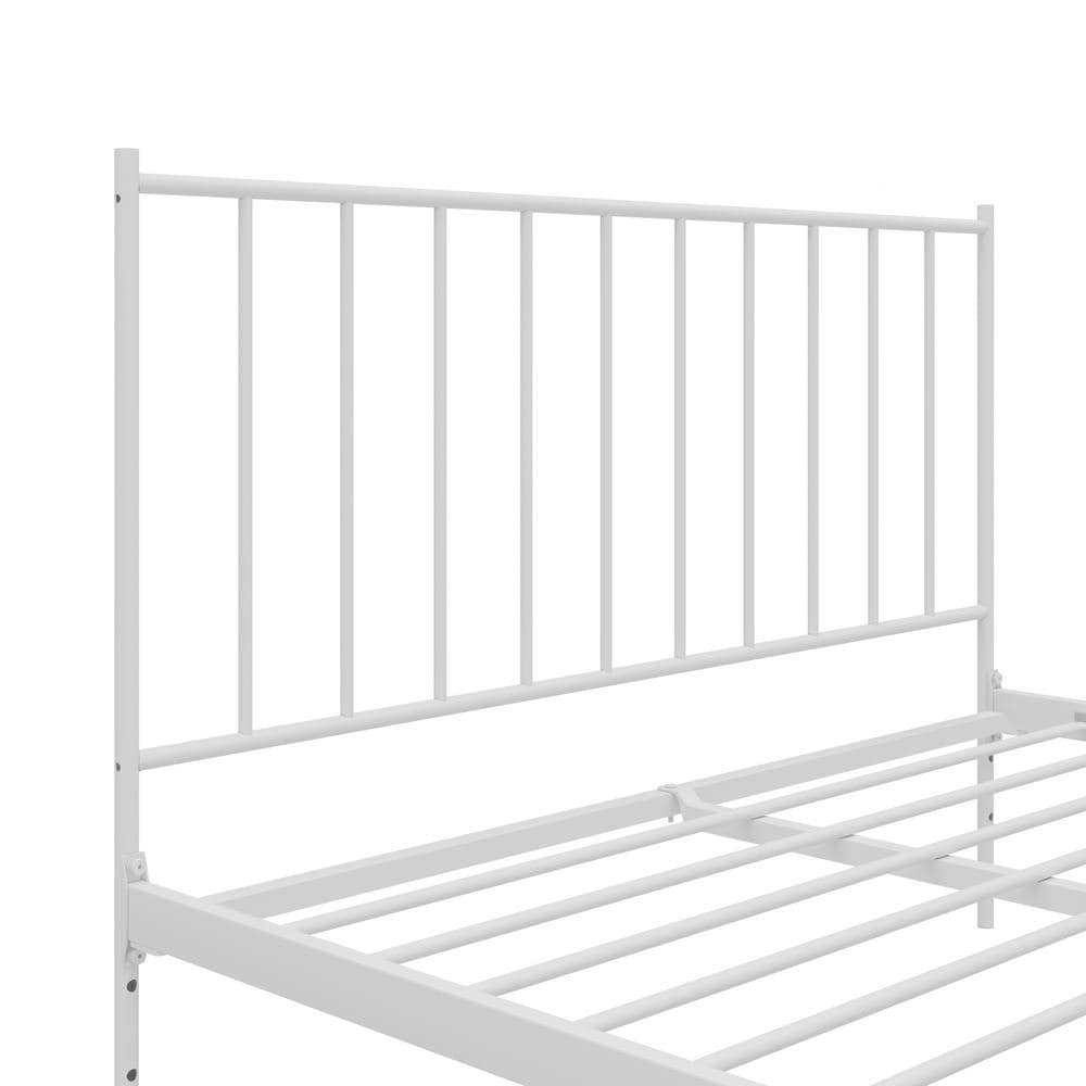 Ares White Metal Queen Bed Frame with Adjustable Height