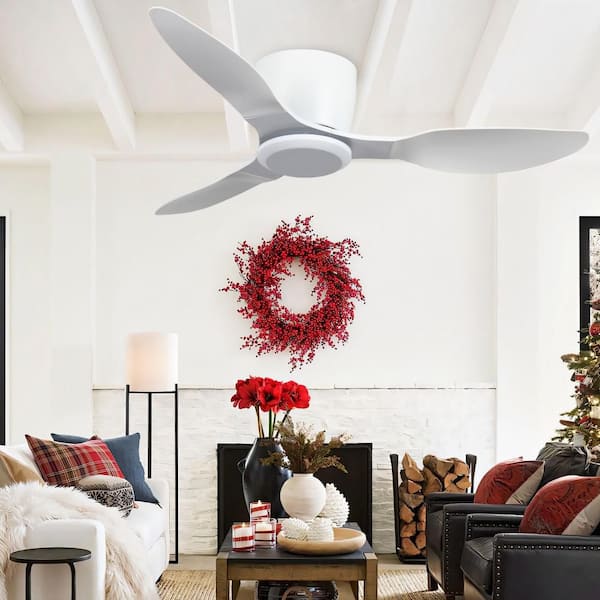 40 in. Indoor White Low Profile Ceiling Fan with Remote Control for Living Room