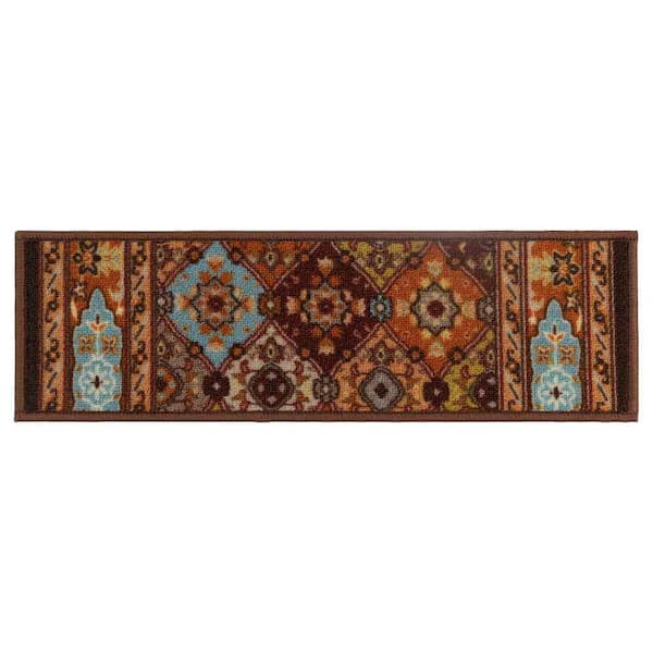 RugStylesOnline Bakhtiari Multicolor 6 in. x 26 in. Stair Tread Cover (Set of 15)