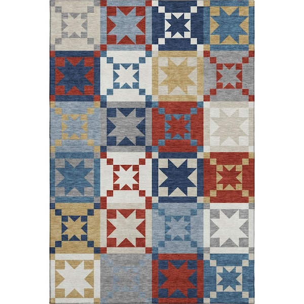Mayfield Premium Machine Washable Abstract AMF2538 Red 9 ft. x 12 ft. Area Rug