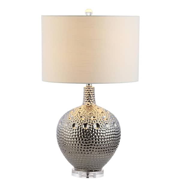 JONATHAN Y Andrews 27 in. H Chrome Ceramic Table Lamp JYL5025A The