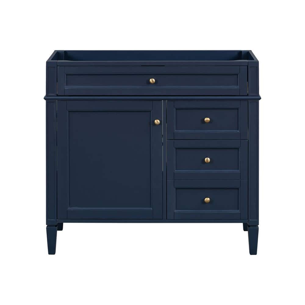 36 in. Modern Freestanding Solid Wood Bath Vanity Cabinet without Top in Bl
