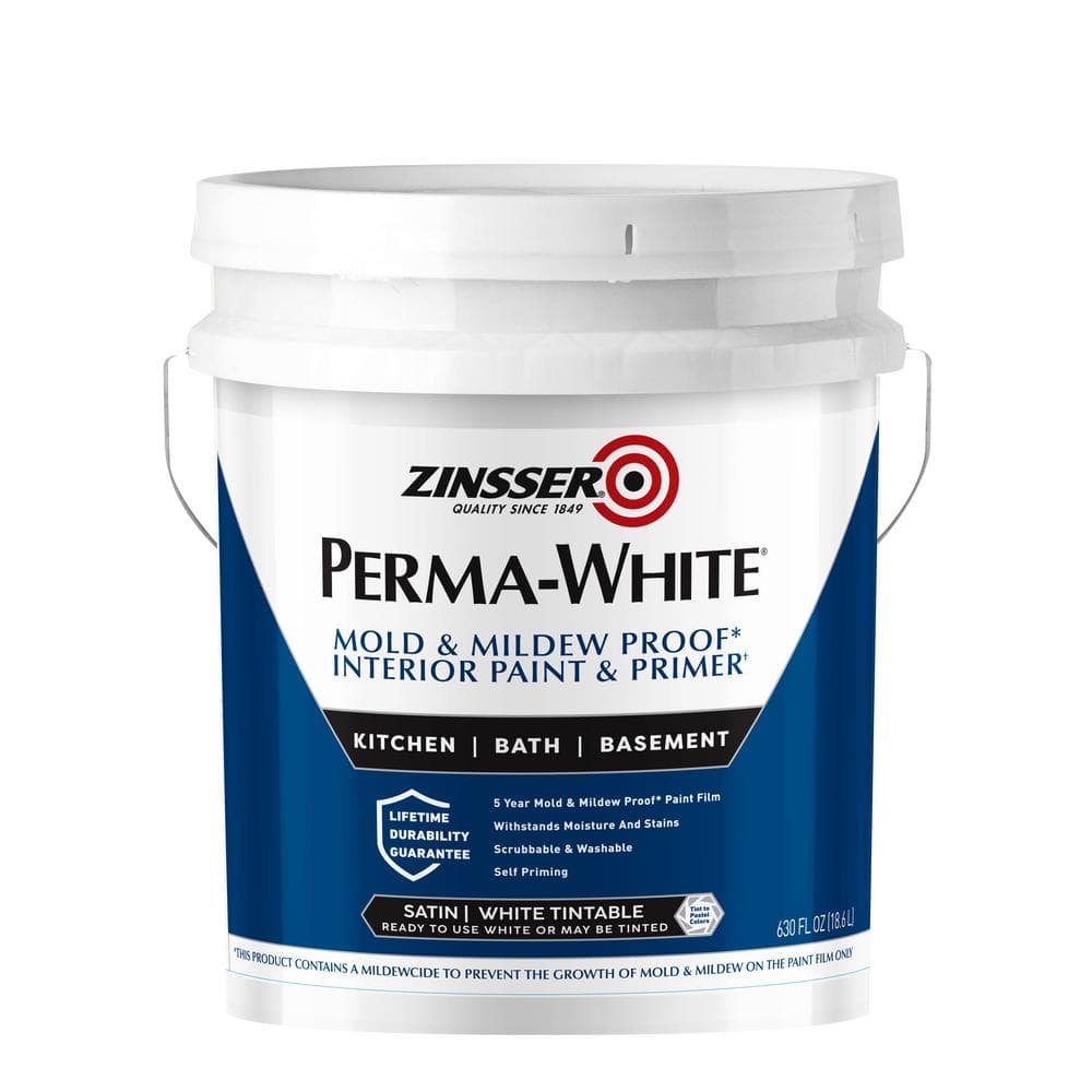Zinsser PermaWhite 5 gal. Mold & MildewProof Satin Interior Paint 2700 The Home Depot