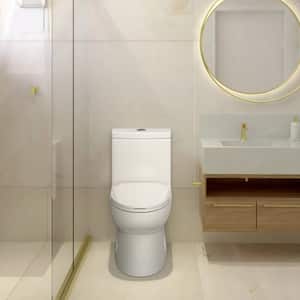 1-piece 1.1/1.6 GPF Dual Flush Elongated Toilet in White Seat Included