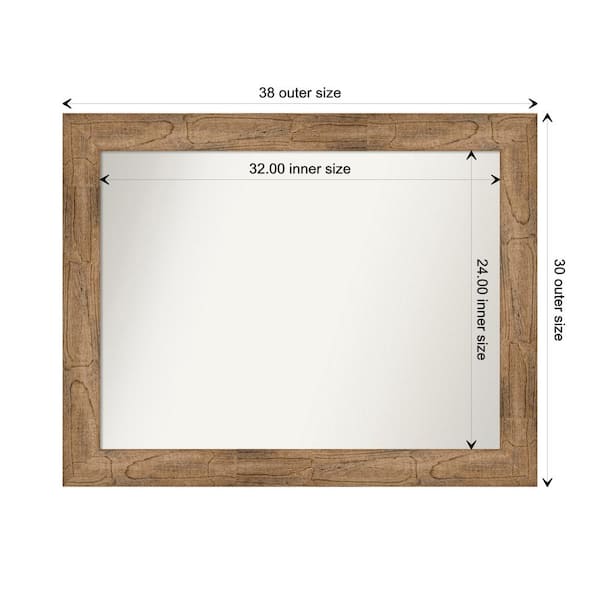 Amanti Art Owl Brown 37.5 in. W. x 29.5 in. Custom Non-Beveled Wood Framed Bathroom Vanity Wall Mirror