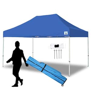 Tuff Tent 10 ft. x 15 ft. White Frame Instant Pop Up Tent with Blue Cover