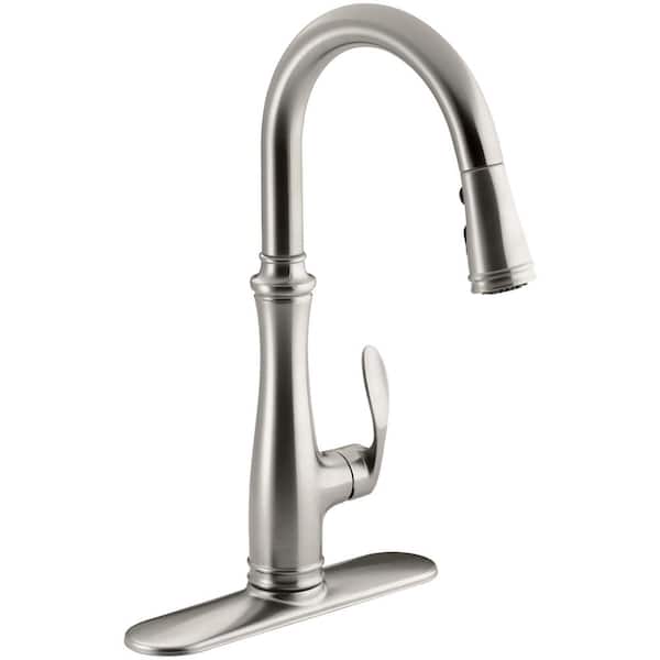 KOHLER Lyric Undermount Stainless Steel 32 in. Single Bowl Kitchen Sink with Bellera Faucet in Vibrant Stainless