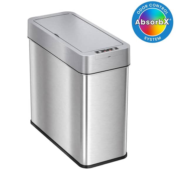 iTouchless 4 Gal. / 16 Liter Stainless Steel Household Metal Trash Can with Sensor Lid and Odor Filter (Right)