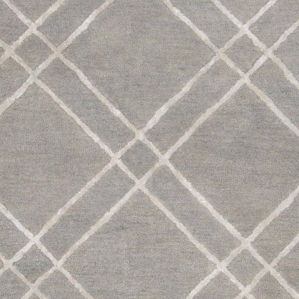 Handmade Tufted Round Grey Wool Area Rug