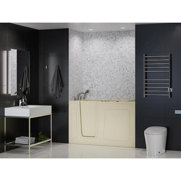 Universal Collection 32 in. L x 60 in. W Whirlpool Jetted Bathtub with Left Drain in Biscuit with Powered Fast Drain