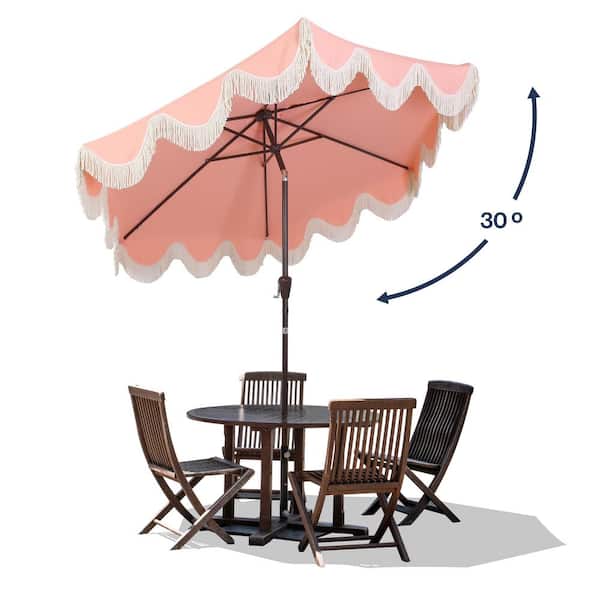JONATHAN Y Collins 9 ft. Tassel Market Patio Umbrella with JONATHAN Y Collins 9 ft. Tassel Market Patio Umbrella with