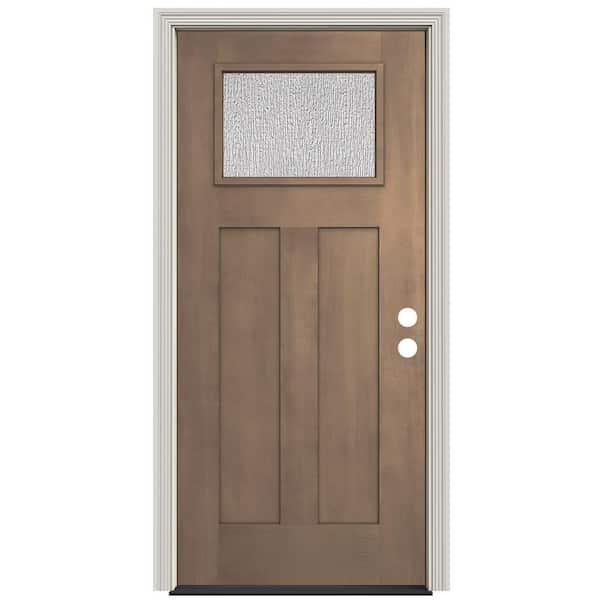 JELD-WEN Design Pro Fir 36 in. x 80 in. 2 Panel Left Hand 1 Lite Rain Warm Toffee Fiberglass Prehung Front Door