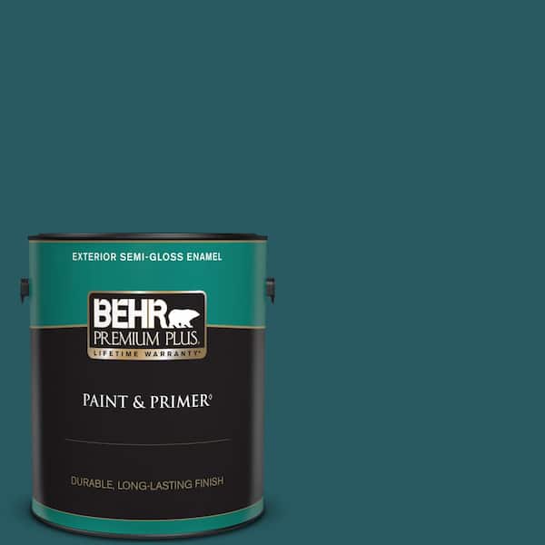 BEHR PREMIUM PLUS 1 gal. #PPF-56 Terrace Teal Semi-Gloss Enamel Exterior Paint & Primer