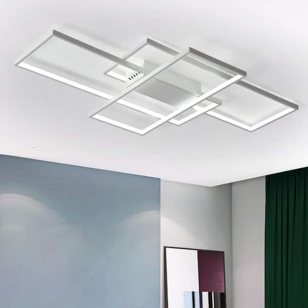 43.3 in. 68-Watt Modern White Integrated LED Flush Mount with Acrylic Shade for Living Room Dining Room Kitchen Bedroom
