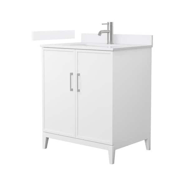 Wyndham Collection Elan 30 in. W x 22 in. D x 35 in. H Single Bath Vanity in White with White Quartz Top