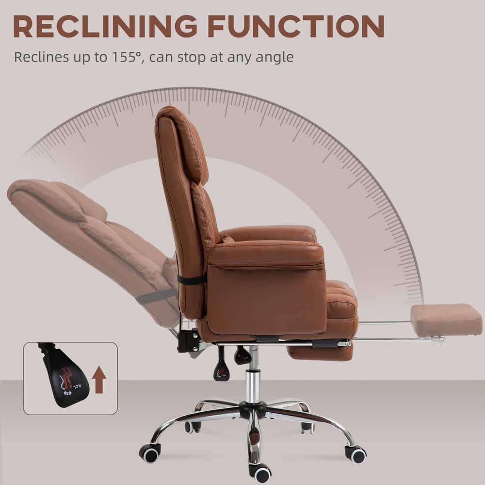 Brown Leather Executive Swivel Office Chair with Metal Base