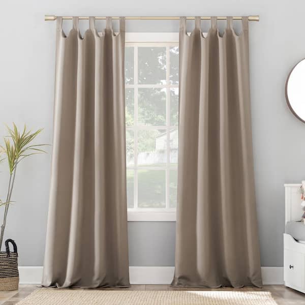 Sun Zero Gavin Energy Saving Stone Polyester 40 in. W x 84 in. L Tab Top Blackout Curtain (Single Panel)
