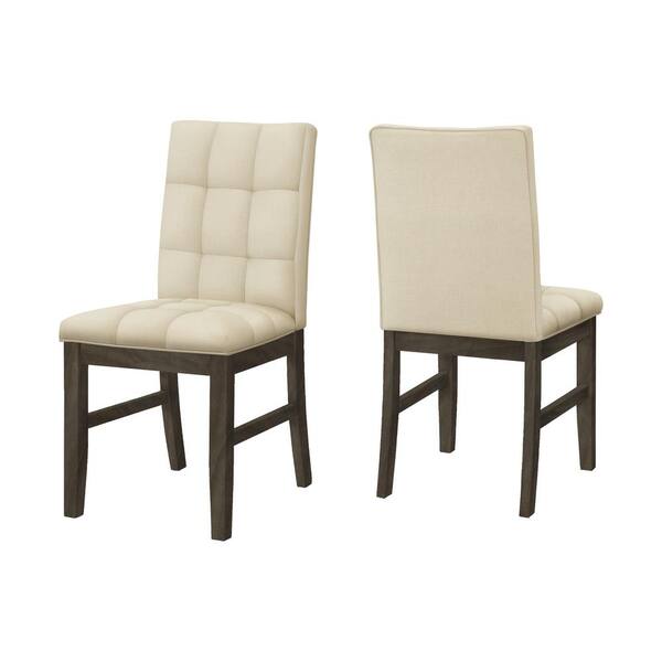 Unbranded Cream Fabric Dining Chair Set of 2 with Solid Wood