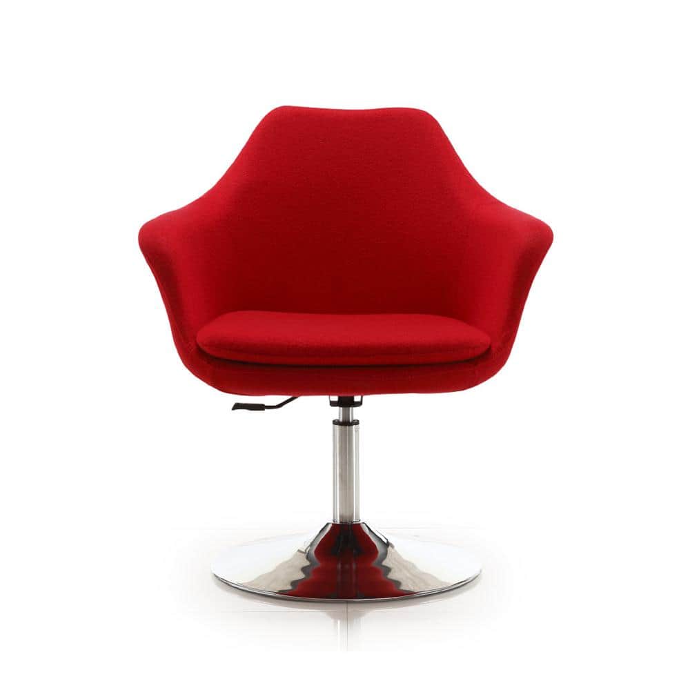 Kinsey Red Wool Blend Low-Profile Swivel Accent Chair