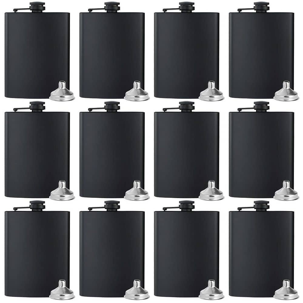 12-Piece 8 oz. Matte Black Stainless Steel Flask with Funnels for Wedding Party Groomsman Bridesmaid Birthdays Gift price history on PriceWatchPro