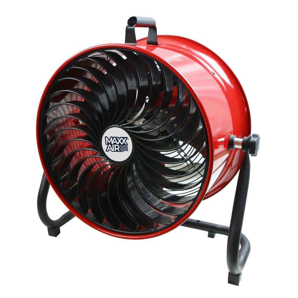 Maxx Air 16 in. 3-Speed High Velocity, Ultra-Quiet Portable Floor Fan in Red with Adjustable Tilt and Non-Skid Feet