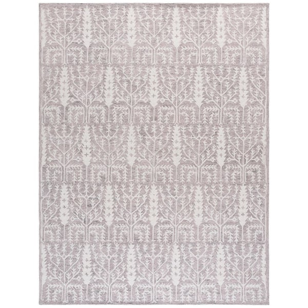 Jardin 9 ft. x 12 ft. Purple/Ivory Geometric Branches Area Rug