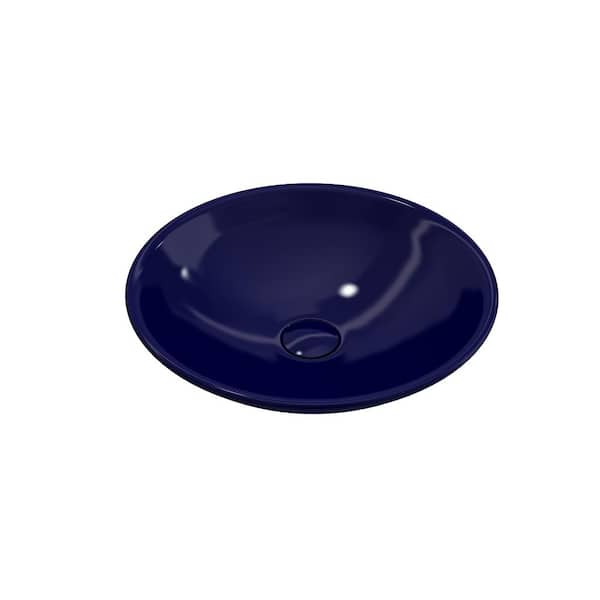 BOCCHI Venezia Sapphire Blue 15.75 in. Fireclay Round Vessel Sink