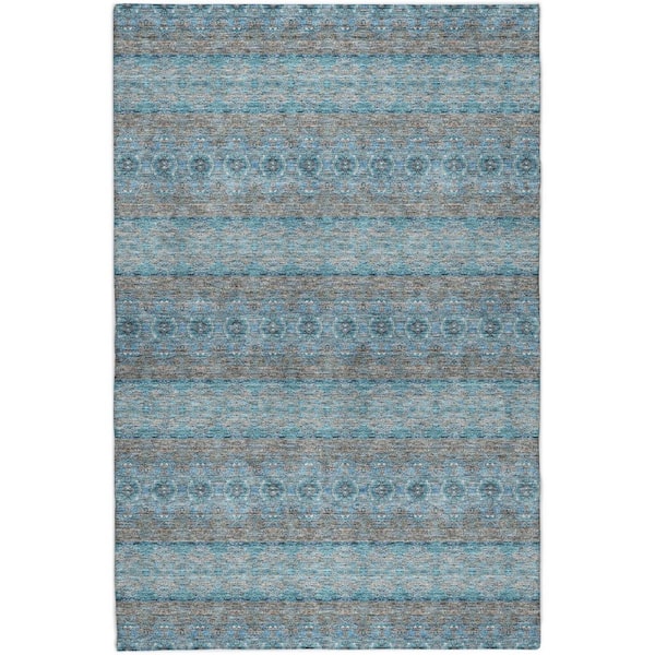Dream Shag Premium Machine Washable Abstract ADS615 Teal 9 ft. x 12 ft. Area Rug