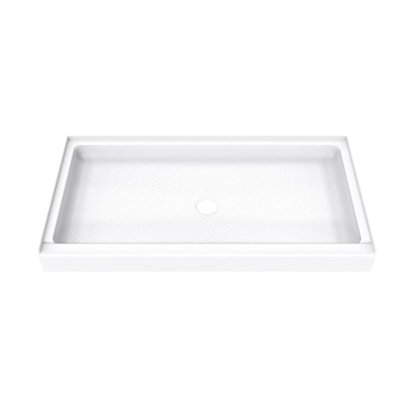 DreamLine DreamStone 32 in. L x 60 in. W Alcove Shower Pan Base with Center Drain in White