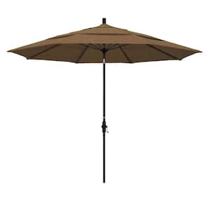 11 ft. Fiberglass Collar Tilt Double Vented Patio Umbrella in Sesame Olefin