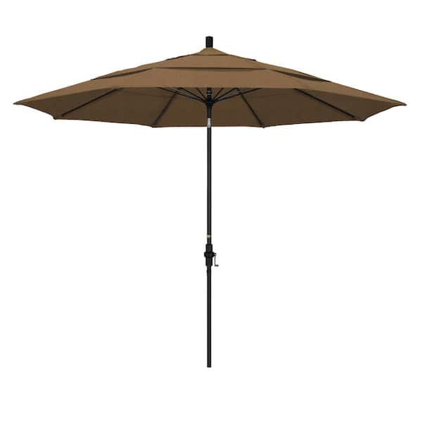 California Umbrella 11 ft. Fiberglass Collar Tilt Double Vented Patio Umbrella in Sesame Olefin