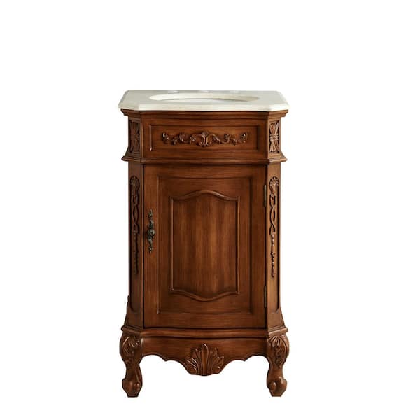 Unbranded Simply Living 19 in. W x 21 in. D x 36 in. H Bath Vanity in Teak with Cream Marble Top