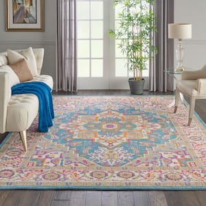 Passion Teal/Multicolor 9 ft. x 12 ft. Persian Modern Area Rug