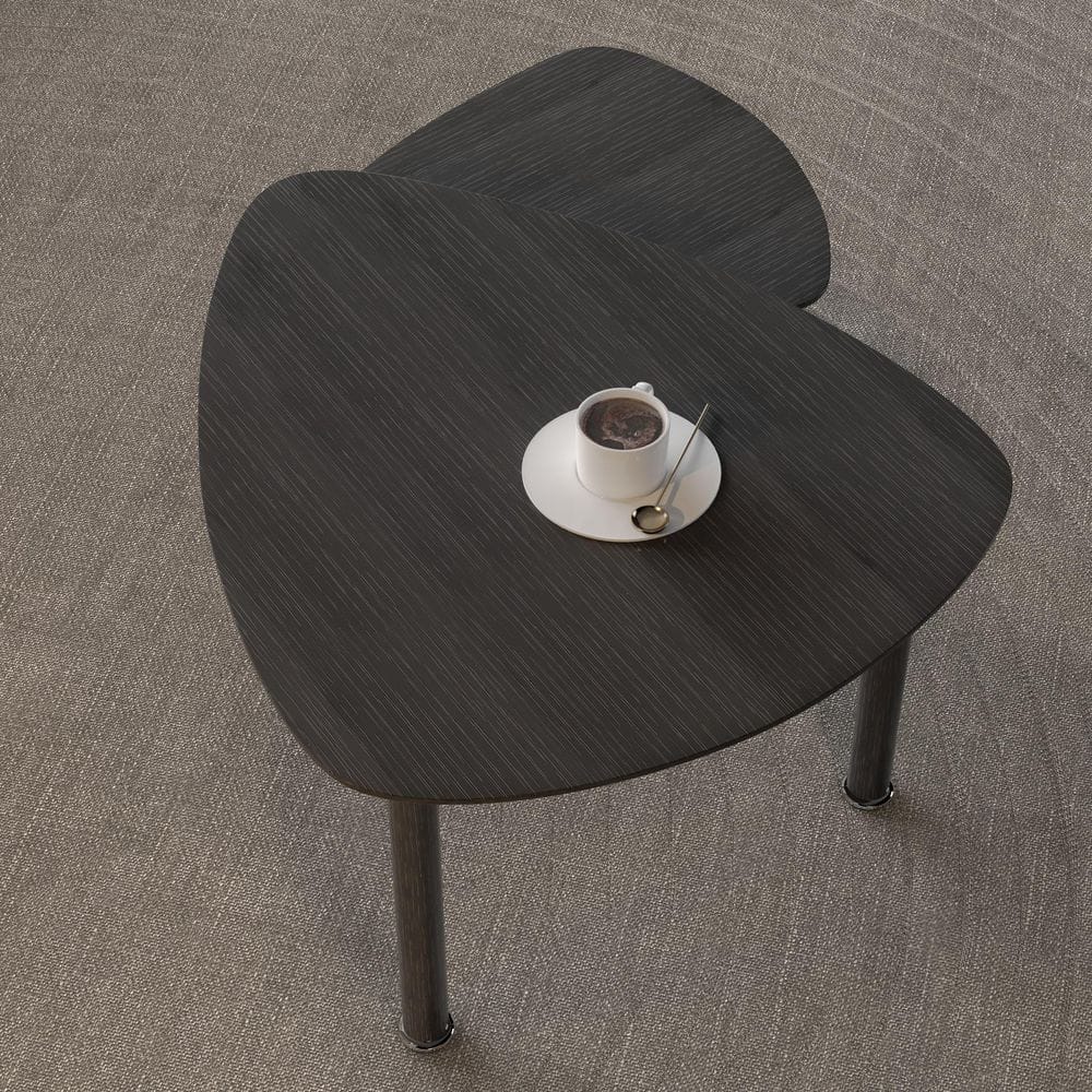Meza 37.4 in. Black Triangle Stone Top Rotatable Coffee Table with 360° Roratable Small Table price history on PriceWatchPro