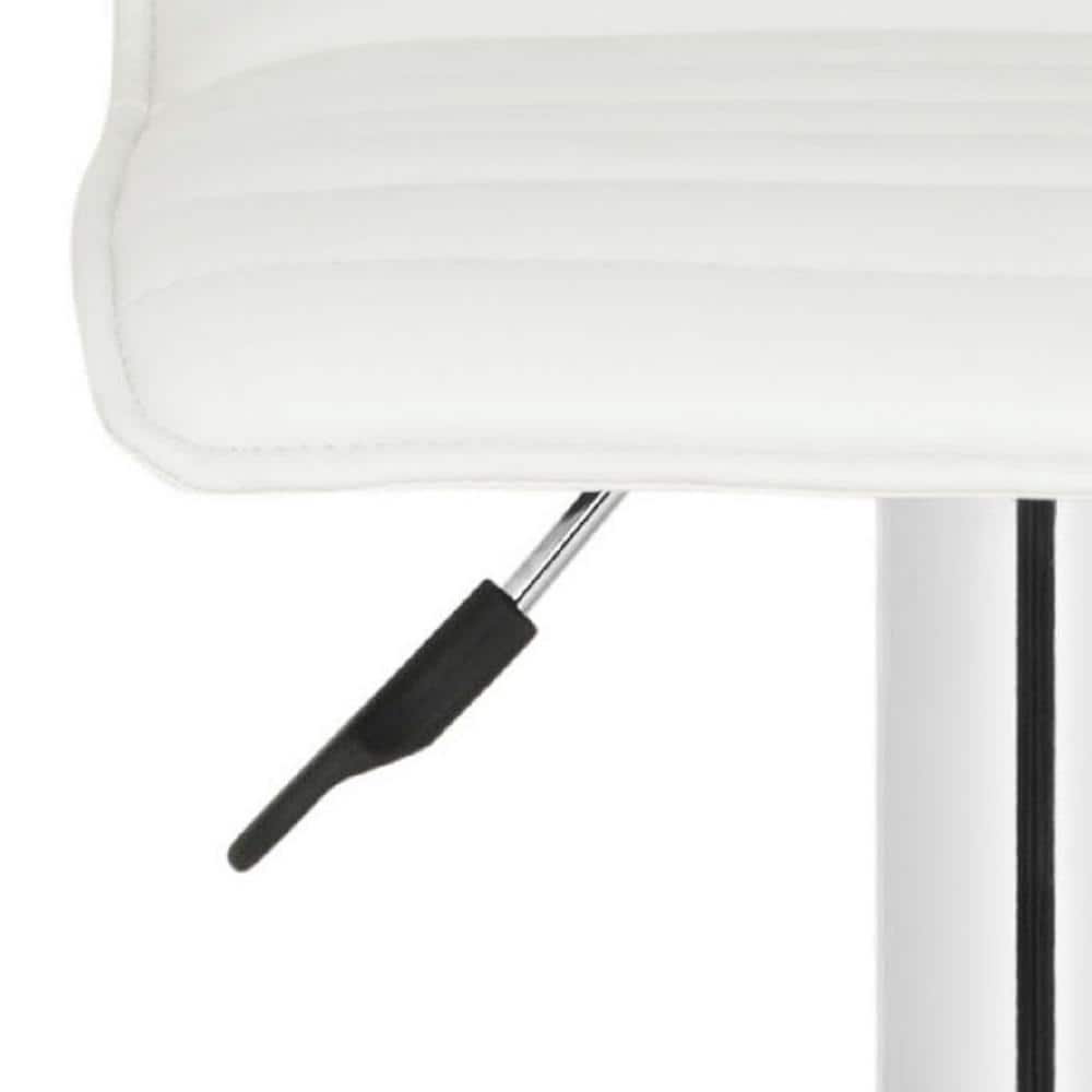 Kemonti White Adjustable Swivel Bar Stool with Chrome Base