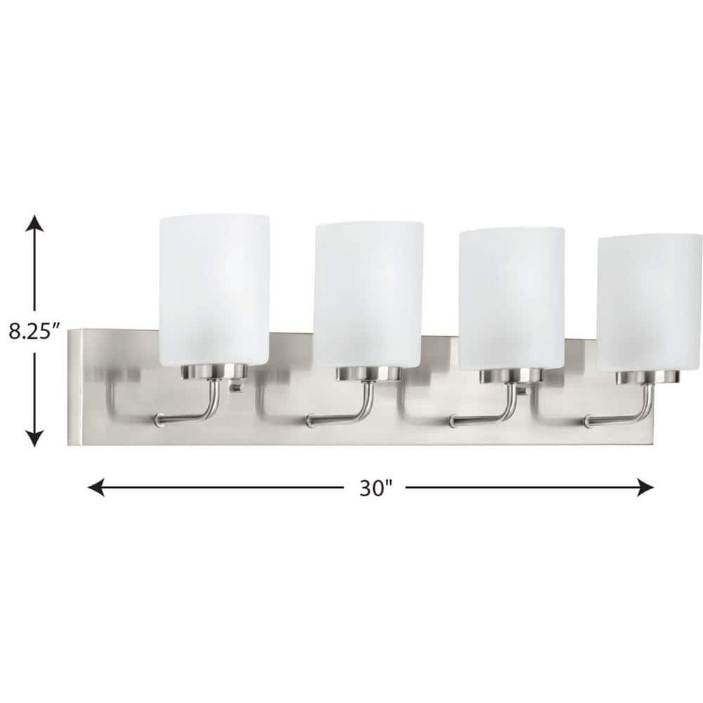 Merry Brushed Nickel 4-Light Etched Glass Bath Vanity
